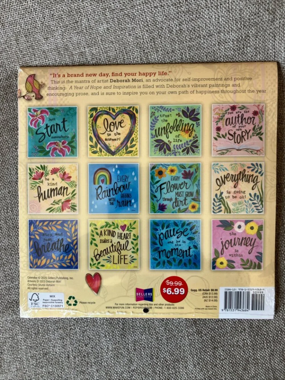 Sellers Publishing A Year of Hope and Inspiration 2026 7” x 7” Mini Calendar